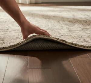 rubber-backed pad gripping a sleek hardwood floor
