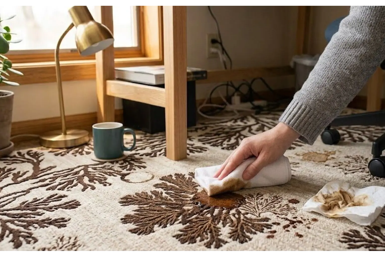 how to remove coffee stains from a rug